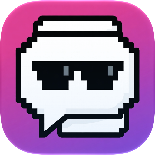 Meme Machine Pro app icon: a pixel-art speech bubble wearing sunglasses